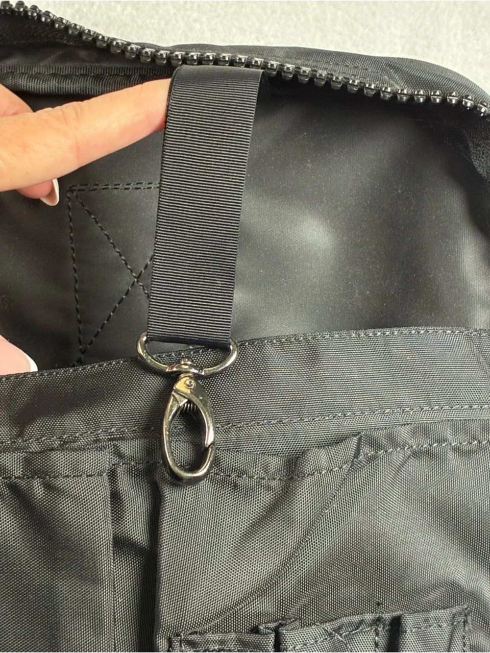 Lands' End Black Laptop Messenger Bag Nylon Zip Around Briefcase Adj Strap